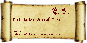 Malitsky Versény névjegykártya